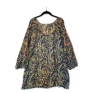 J. Crew 100% Cotton Paisley Swim Cover Up 3/4 Sleeve Size XLarge